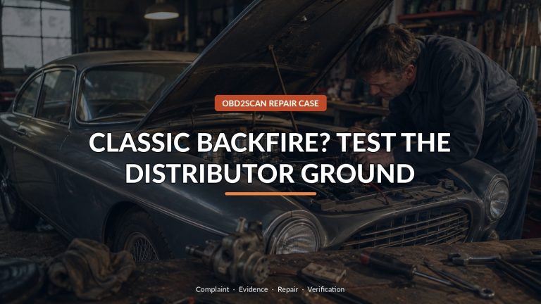 Classic Backfire? Test The Distributor Ground — conceptual diagnostic scene