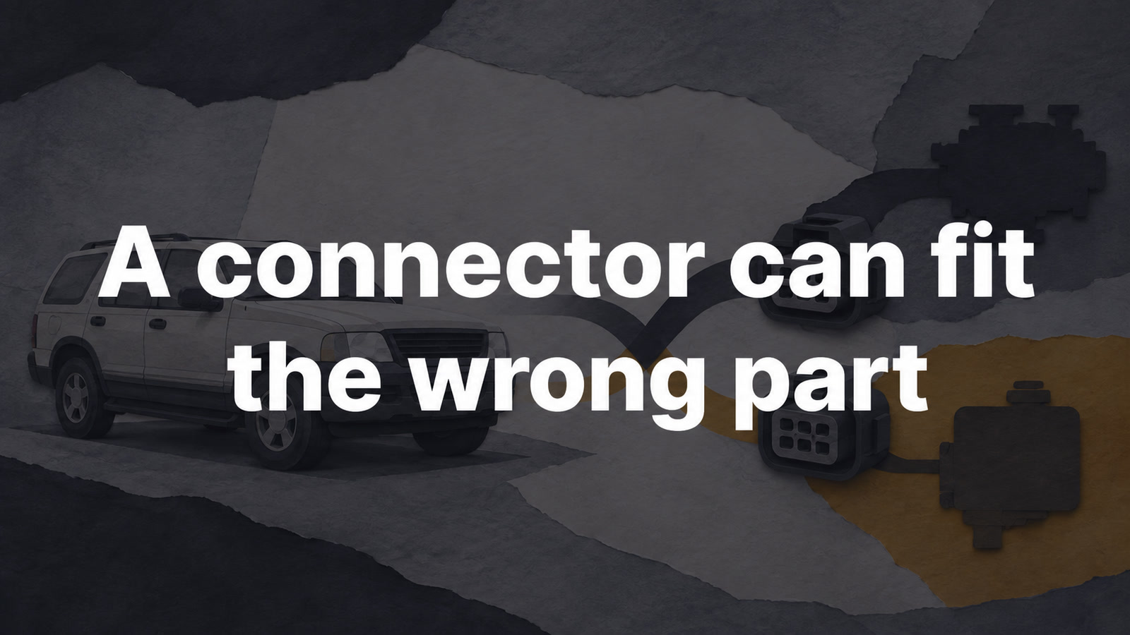 Conceptual editorial illustration: A connector can fit / the wrong part