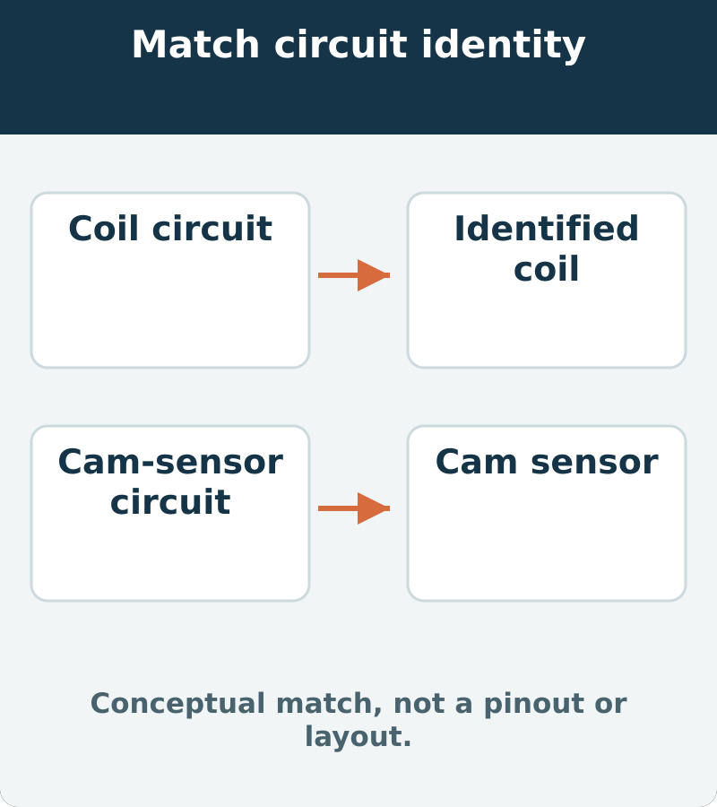 Match each identified harness circuit to its intended component. Physical fit and reach do not establish connector identity; this is not a pinout