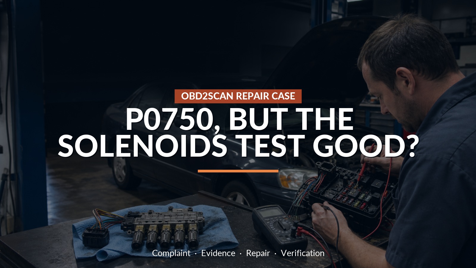 P0750, But The Solenoids Test Good? — conceptual repair scene