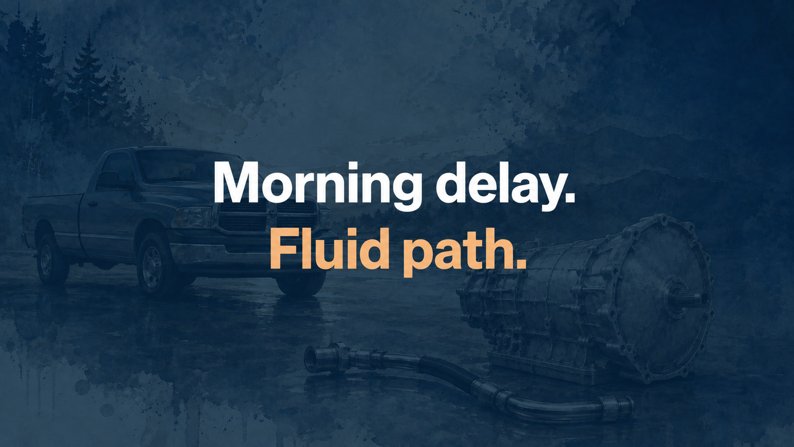 Conceptual editorial illustration: Morning delay. Fluid path.