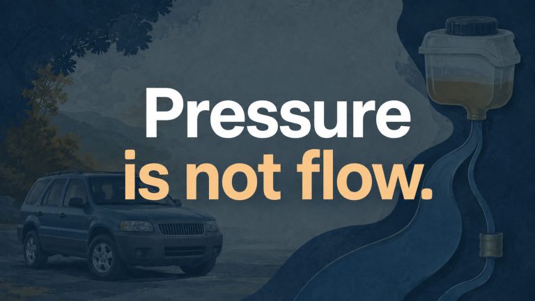Conceptual editorial illustration: Pressure is not flow.