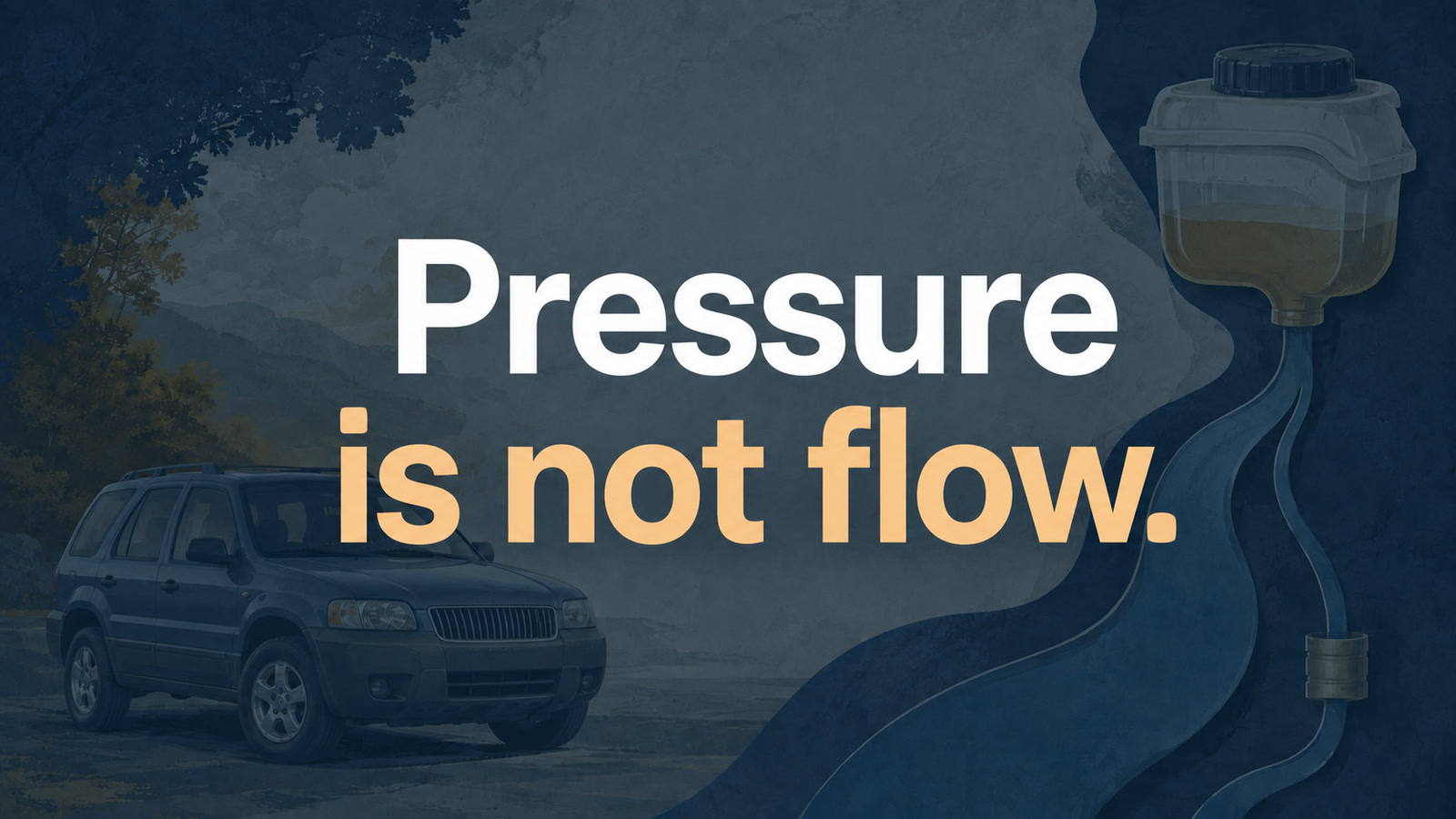 Conceptual editorial illustration: Pressure is not flow.