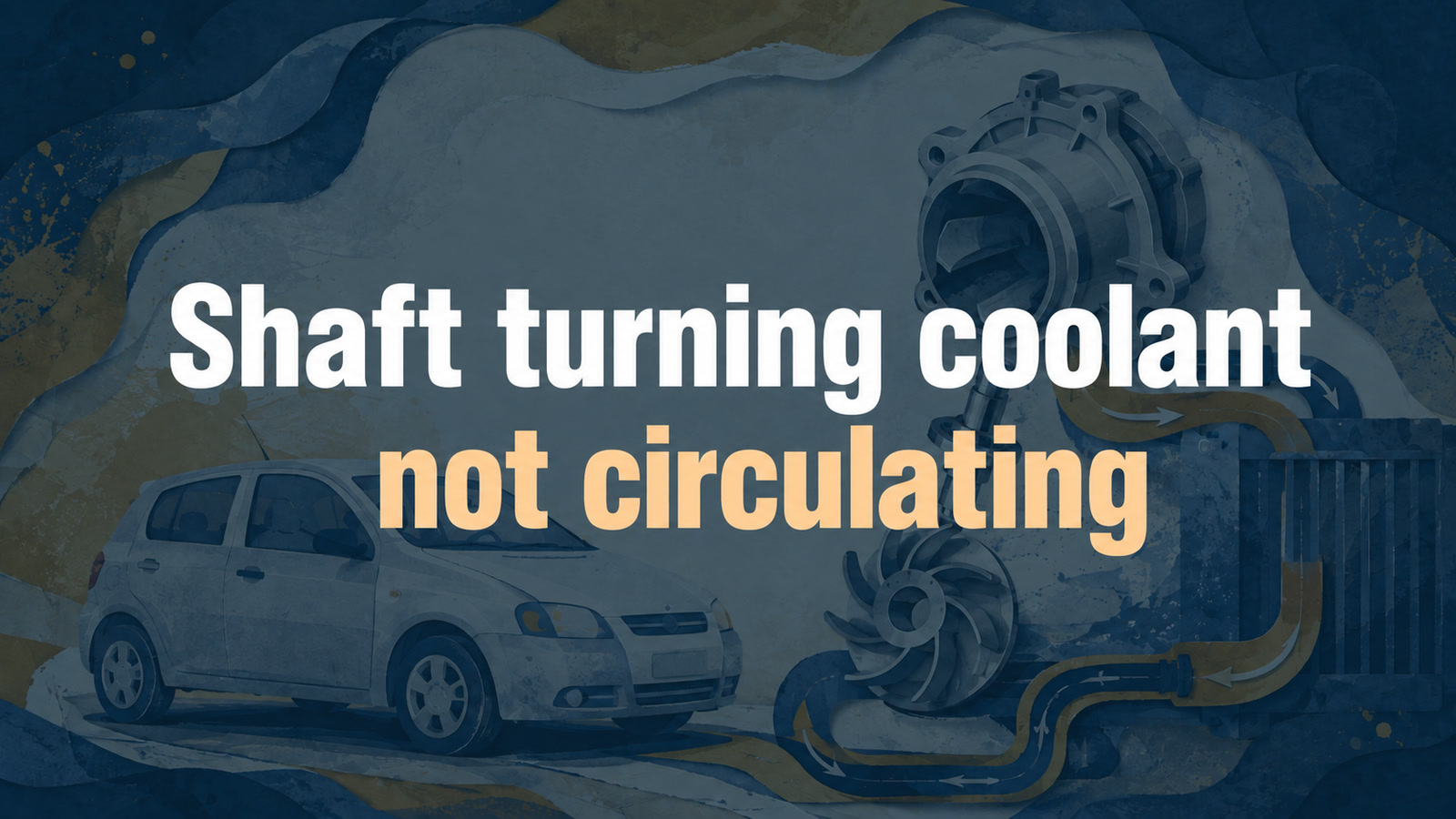 Conceptual editorial illustration: Shaft turning coolant / not circulating
