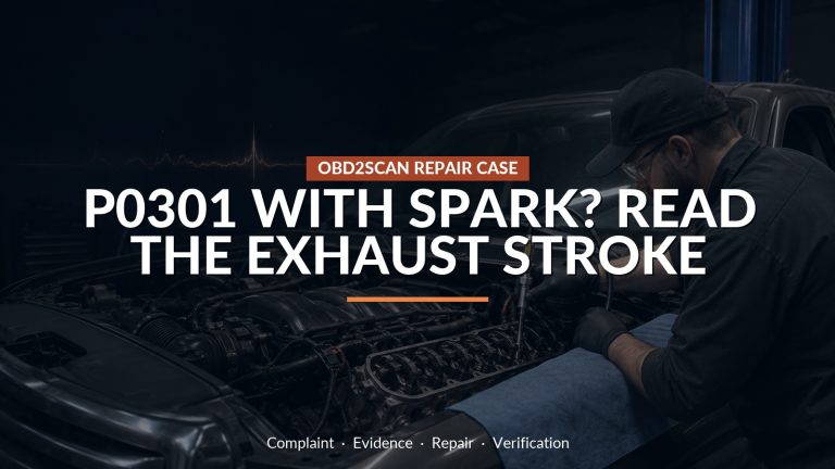 P0301 With Spark? Read The Exhaust Stroke — conceptual repair scene