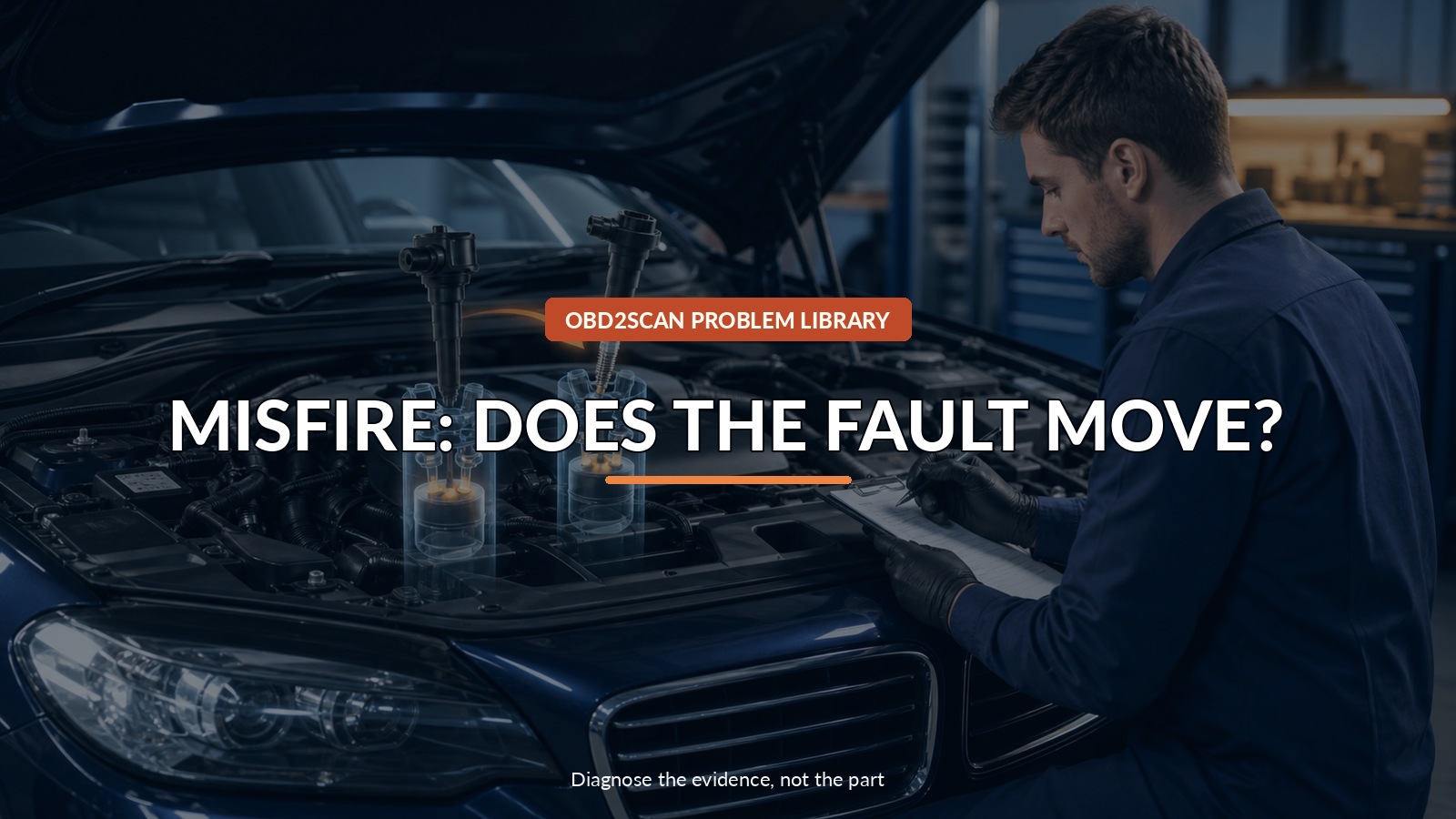 Misfire: Does The Fault Move? — conceptual diagnostic scene