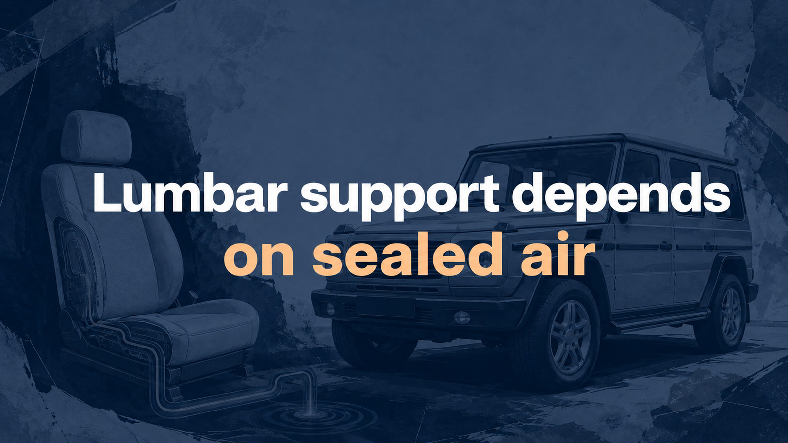 Conceptual editorial illustration: Lumbar support depends / on sealed air