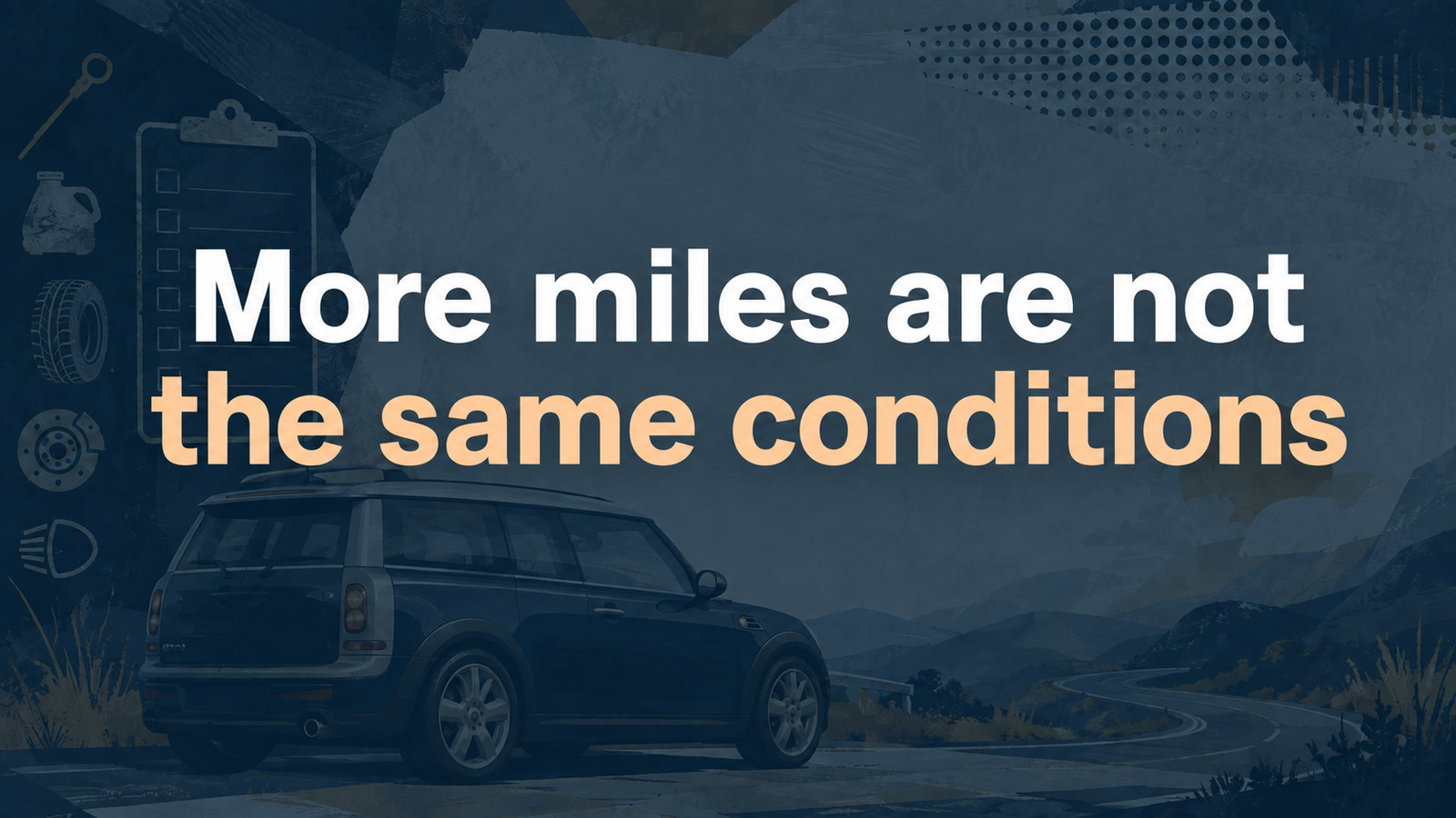 Conceptual editorial illustration: More miles are not / the same conditions