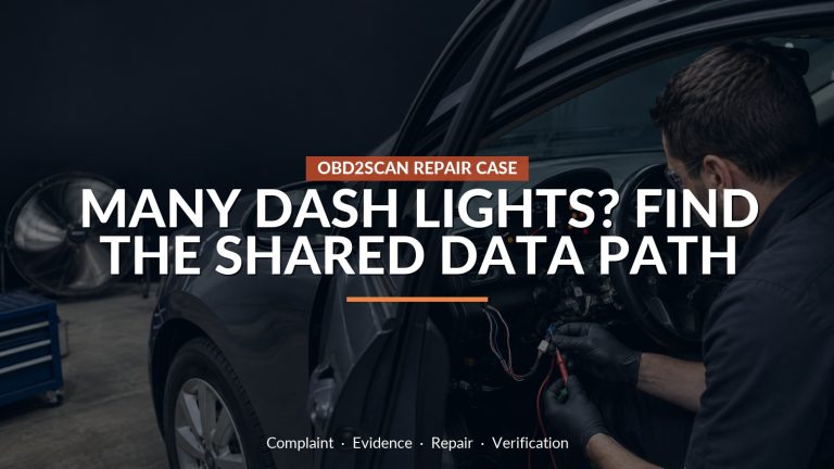 Many Dash Lights? Find The Shared Data Path — conceptual repair scene