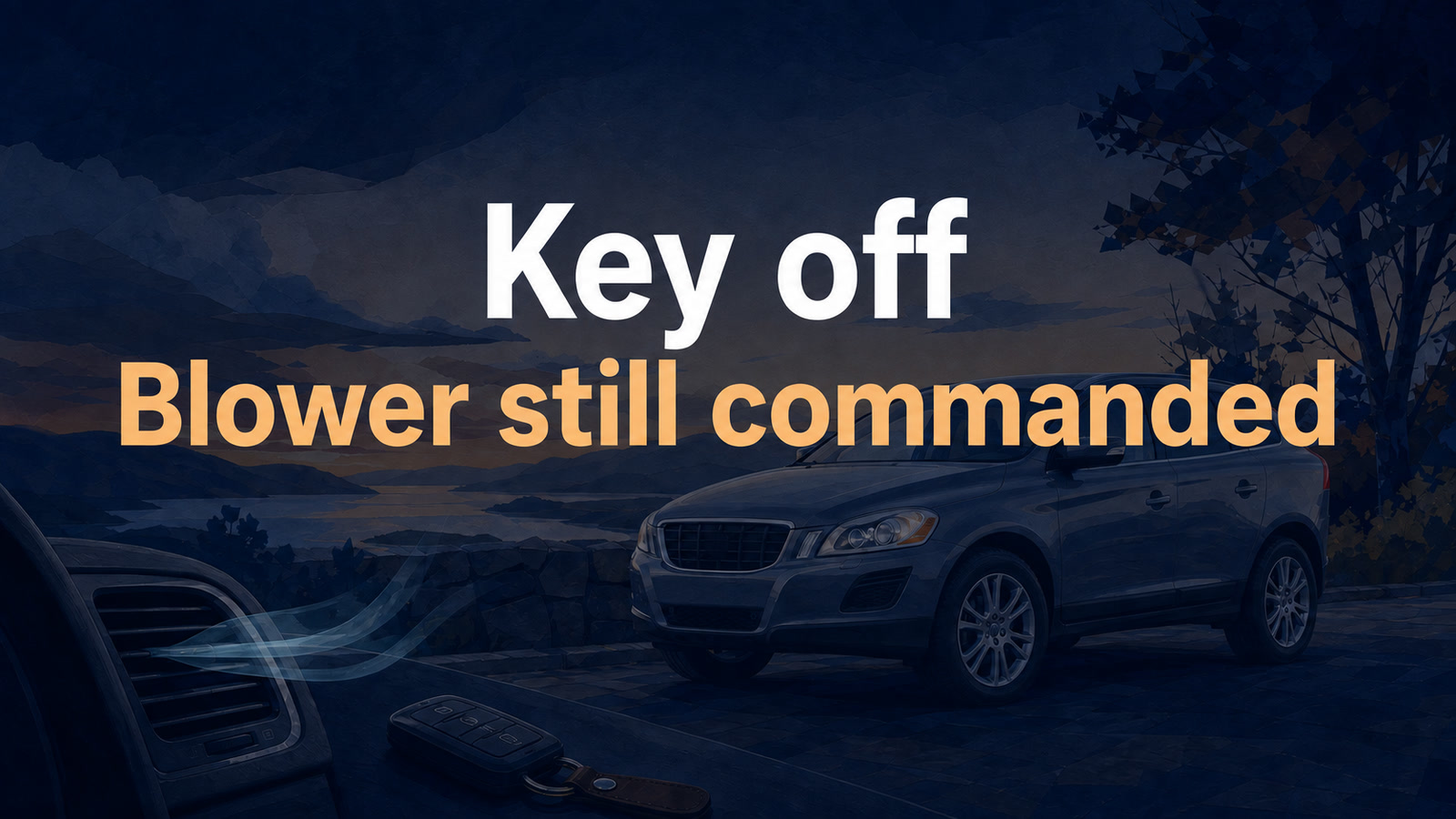 Conceptual editorial illustration: Key off / Blower still commanded