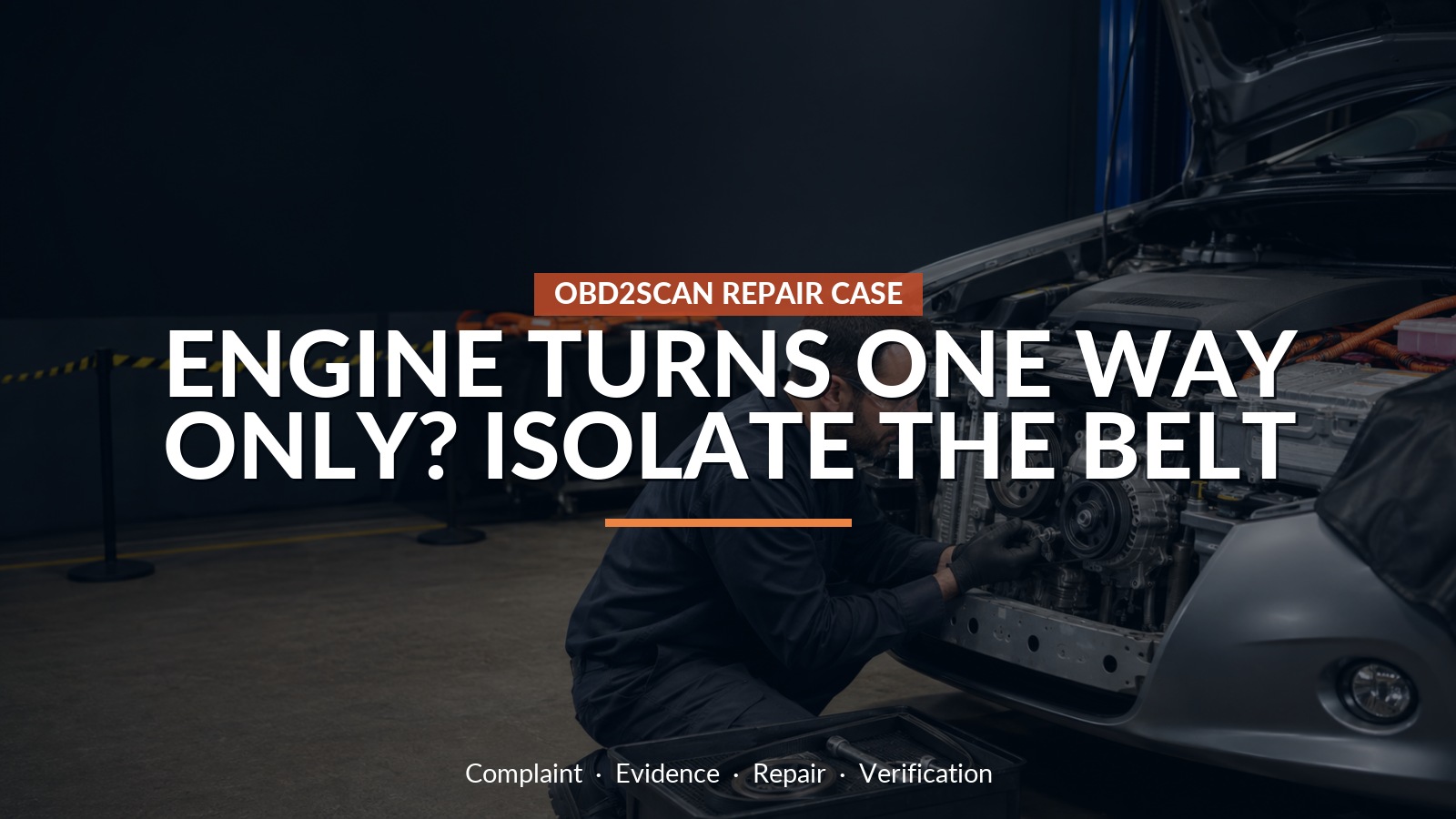 Engine Turns One Way Only? Isolate The Belt — conceptual repair scene