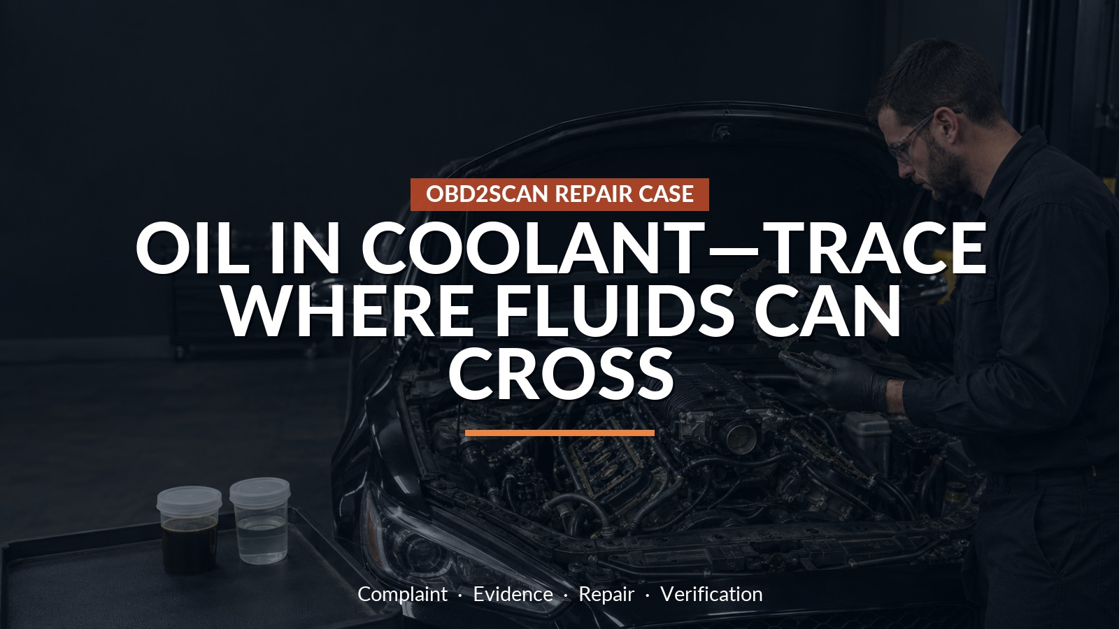 Oil In Coolant—Trace Where Fluids Can Cross — conceptual repair scene