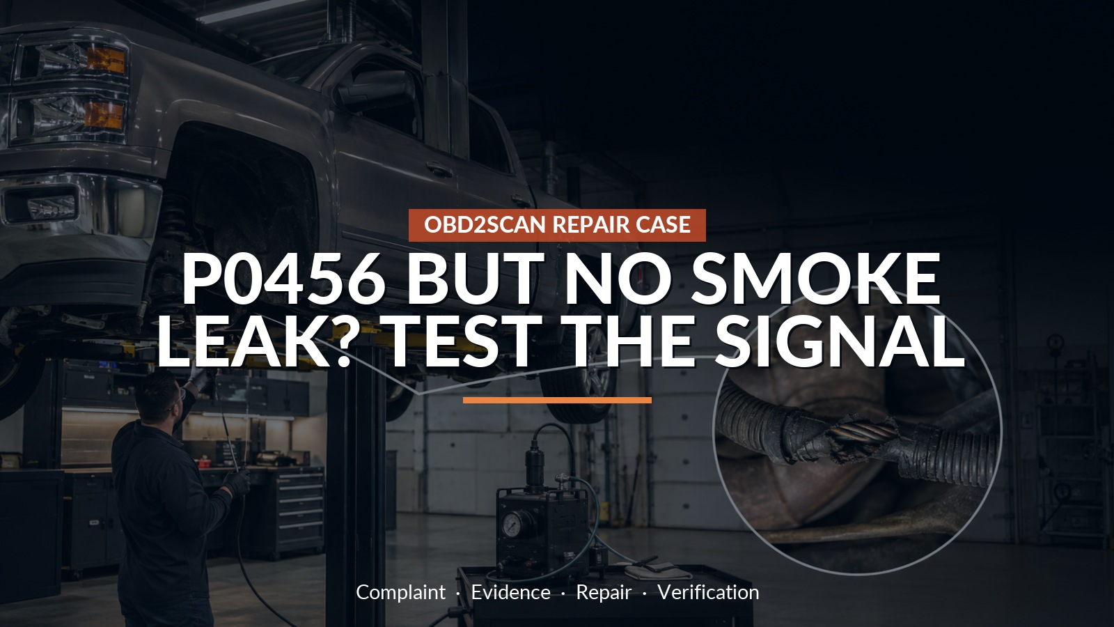 P0456 But No Smoke Leak? Test The Signal — conceptual repair scene