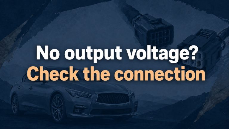 Conceptual editorial illustration: No output voltage? / Check the connection
