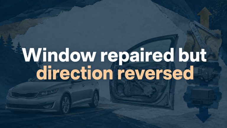 Conceptual editorial illustration: Window repaired but / direction reversed
