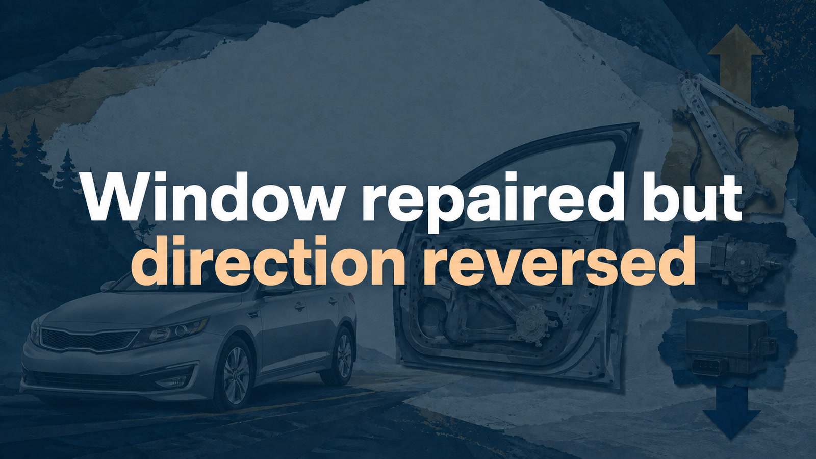 Conceptual editorial illustration: Window repaired but / direction reversed