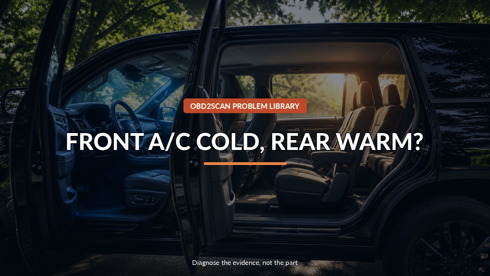 Front A/C Cold, Rear Warm? — conceptual diagnostic scene
