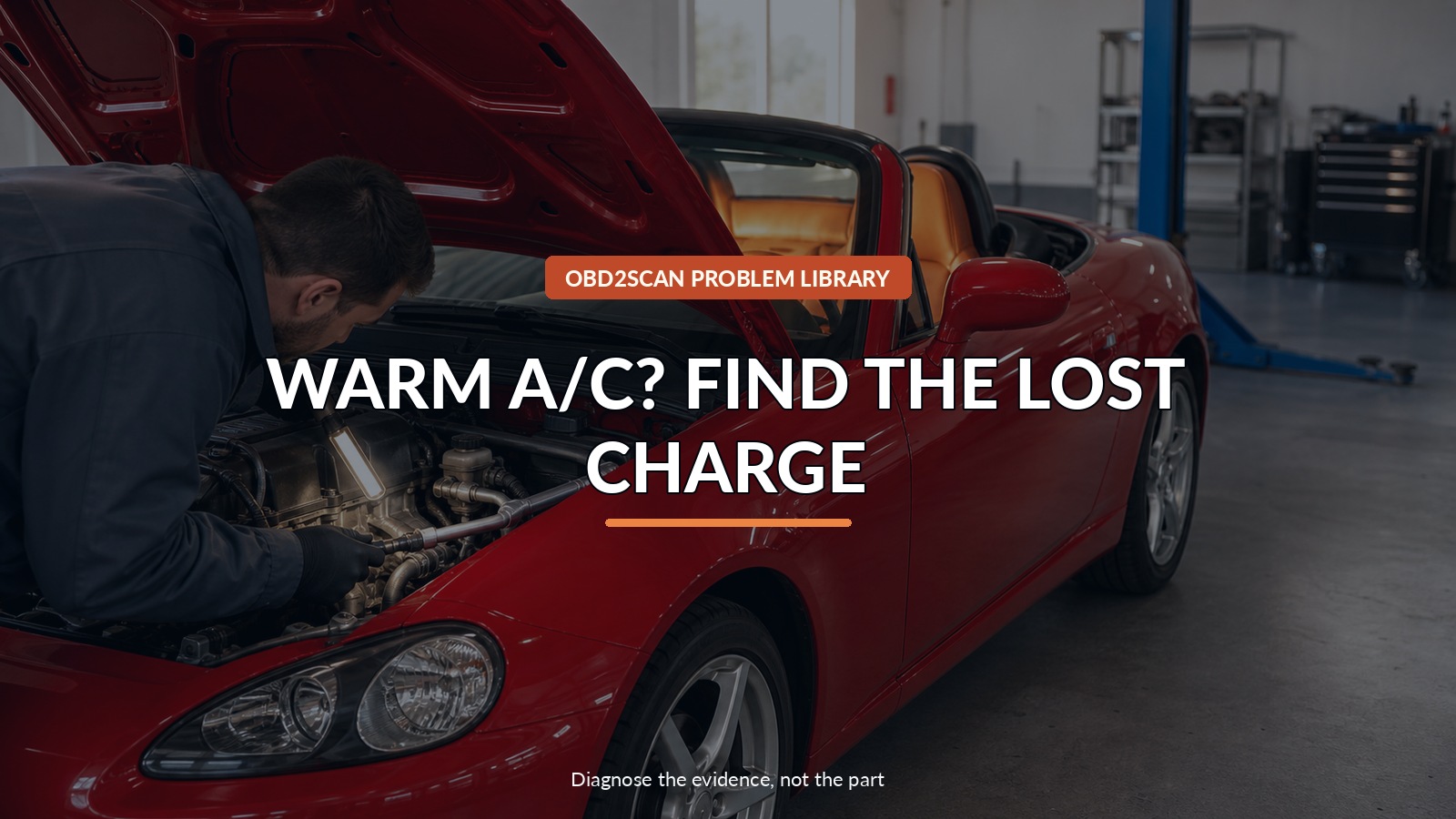 Warm A/C? Find The Lost Charge — conceptual diagnostic scene