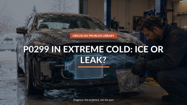 P0299 In Extreme Cold: Ice Or Leak? — conceptual diagnostic scene