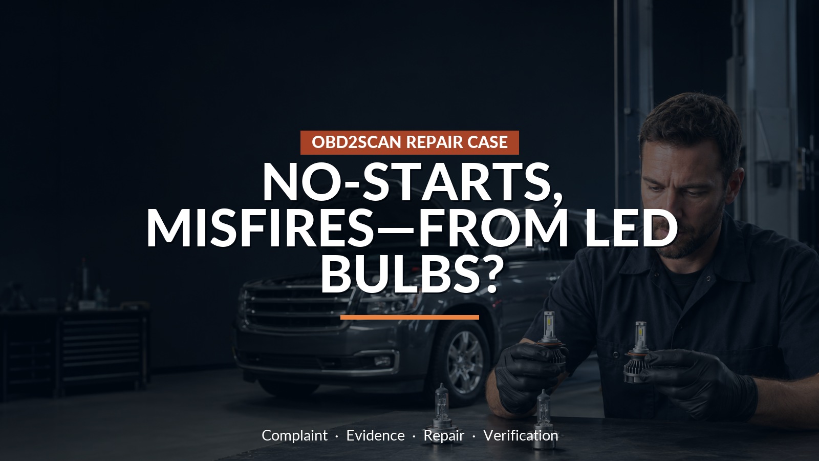 No-Starts, Misfires—From Led Bulbs? — conceptual repair scene