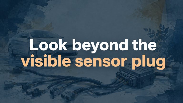 Conceptual editorial illustration: Look beyond the / visible sensor plug