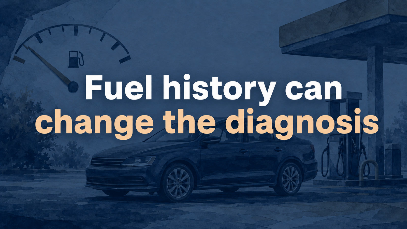 Conceptual editorial illustration: Fuel history can / change the diagnosis