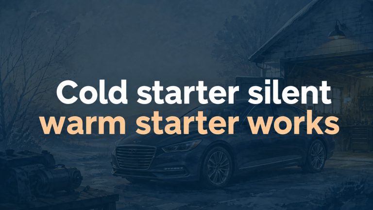 Conceptual editorial illustration: Cold starter silent / warm starter works
