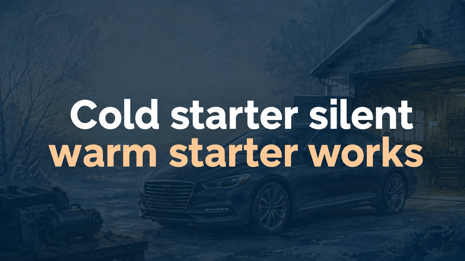 Conceptual editorial illustration: Cold starter silent / warm starter works