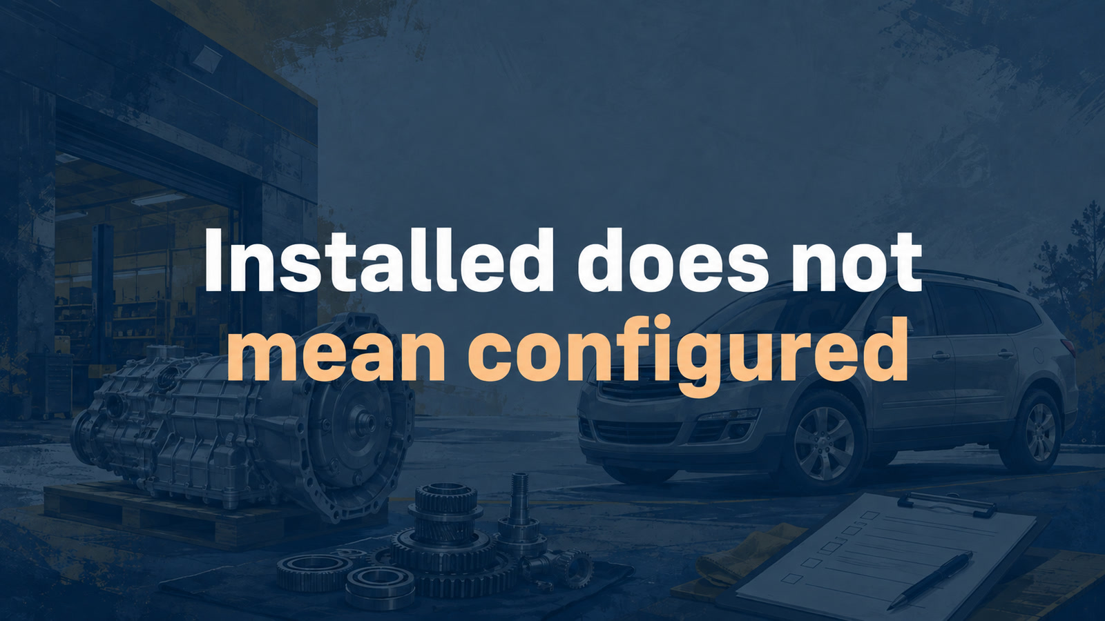 Conceptual editorial illustration: Installed does not / mean configured