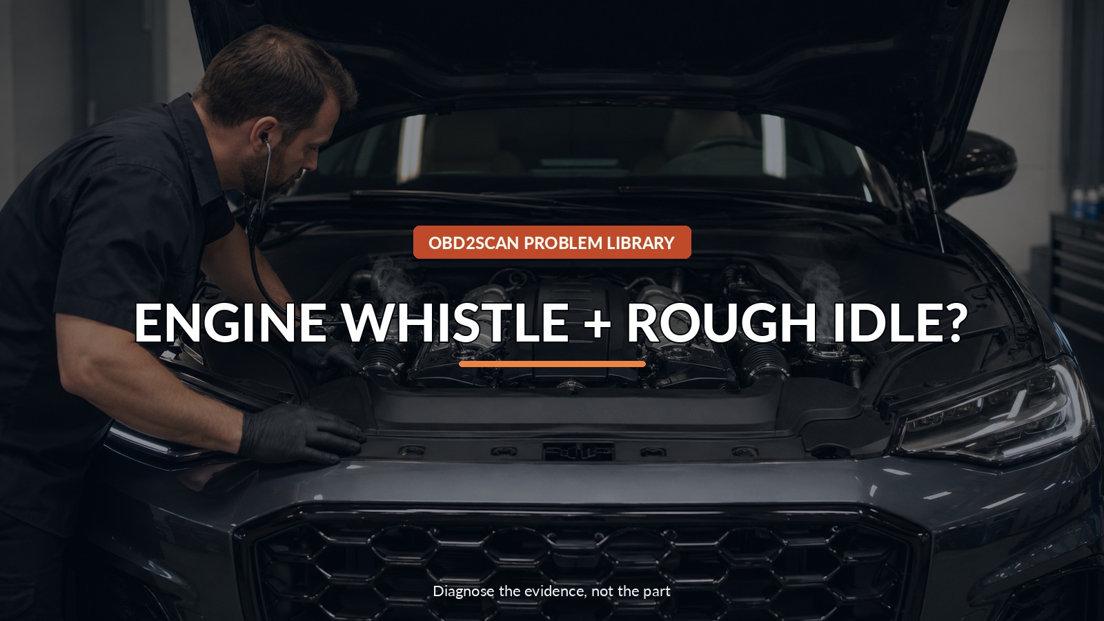 Engine Whistle + Rough Idle? — conceptual diagnostic scene