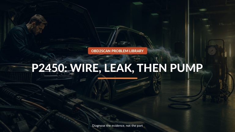 P2450: Wire, Leak, Then Pump — conceptual diagnostic scene