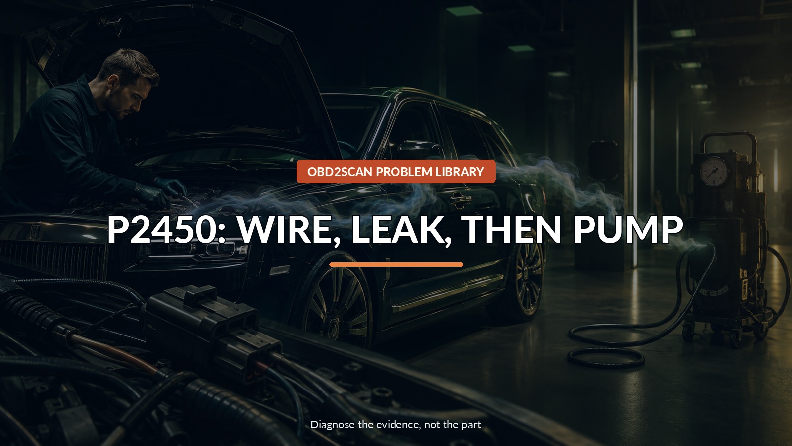 P2450: Wire, Leak, Then Pump — conceptual diagnostic scene