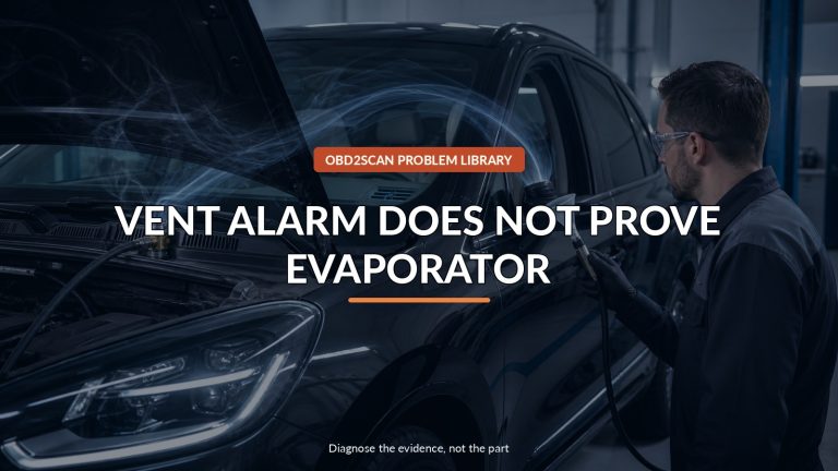 Vent Alarm Does Not Prove Evaporator — conceptual diagnostic scene