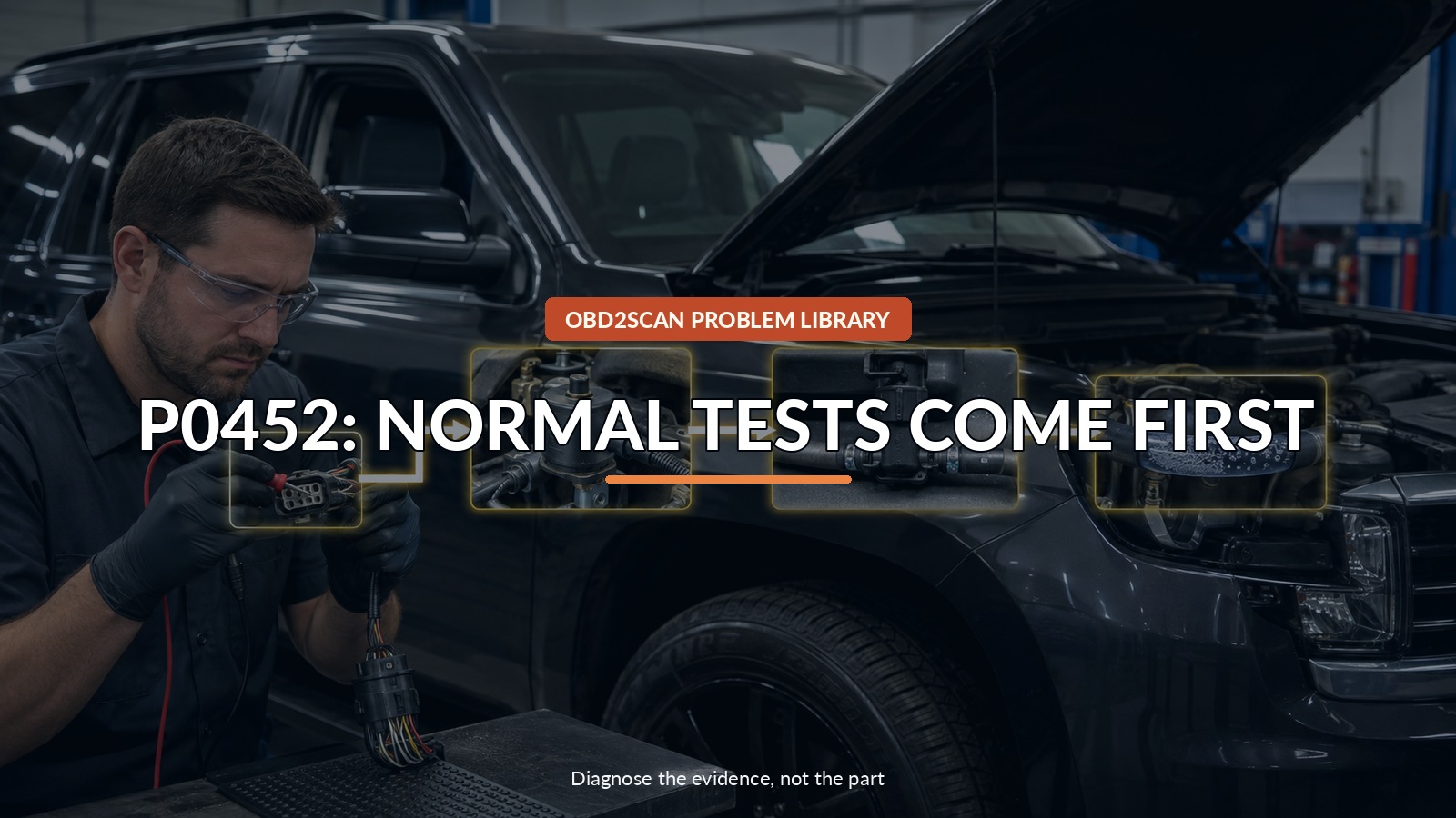P0452: Normal Tests Come First — conceptual diagnostic scene