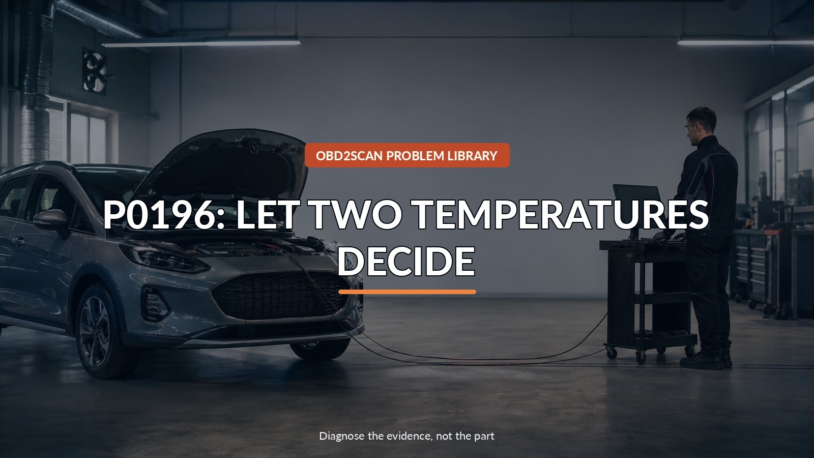 P0196: Let Two Temperatures Decide — conceptual diagnostic scene