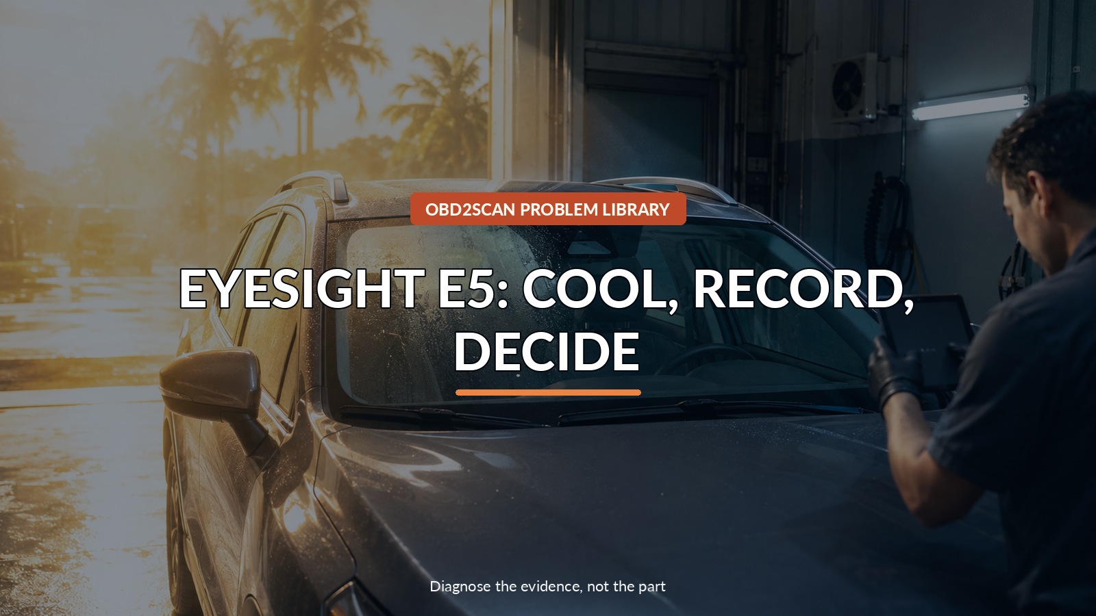 Eyesight E5: Cool, Record, Decide — conceptual diagnostic scene