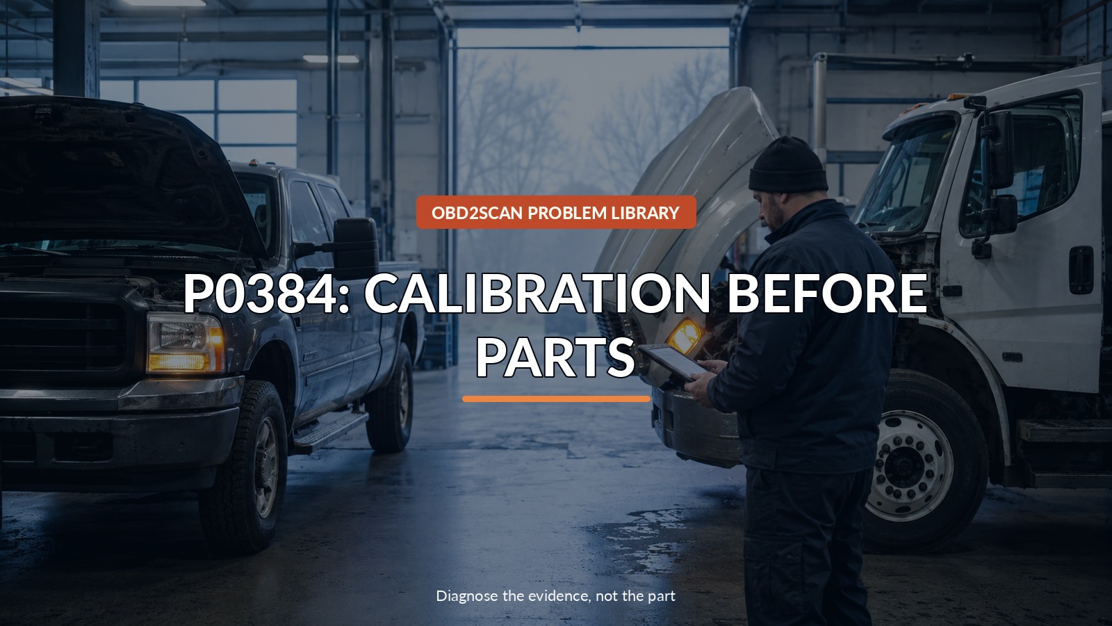 P0384: Calibration Before Parts — conceptual diagnostic scene