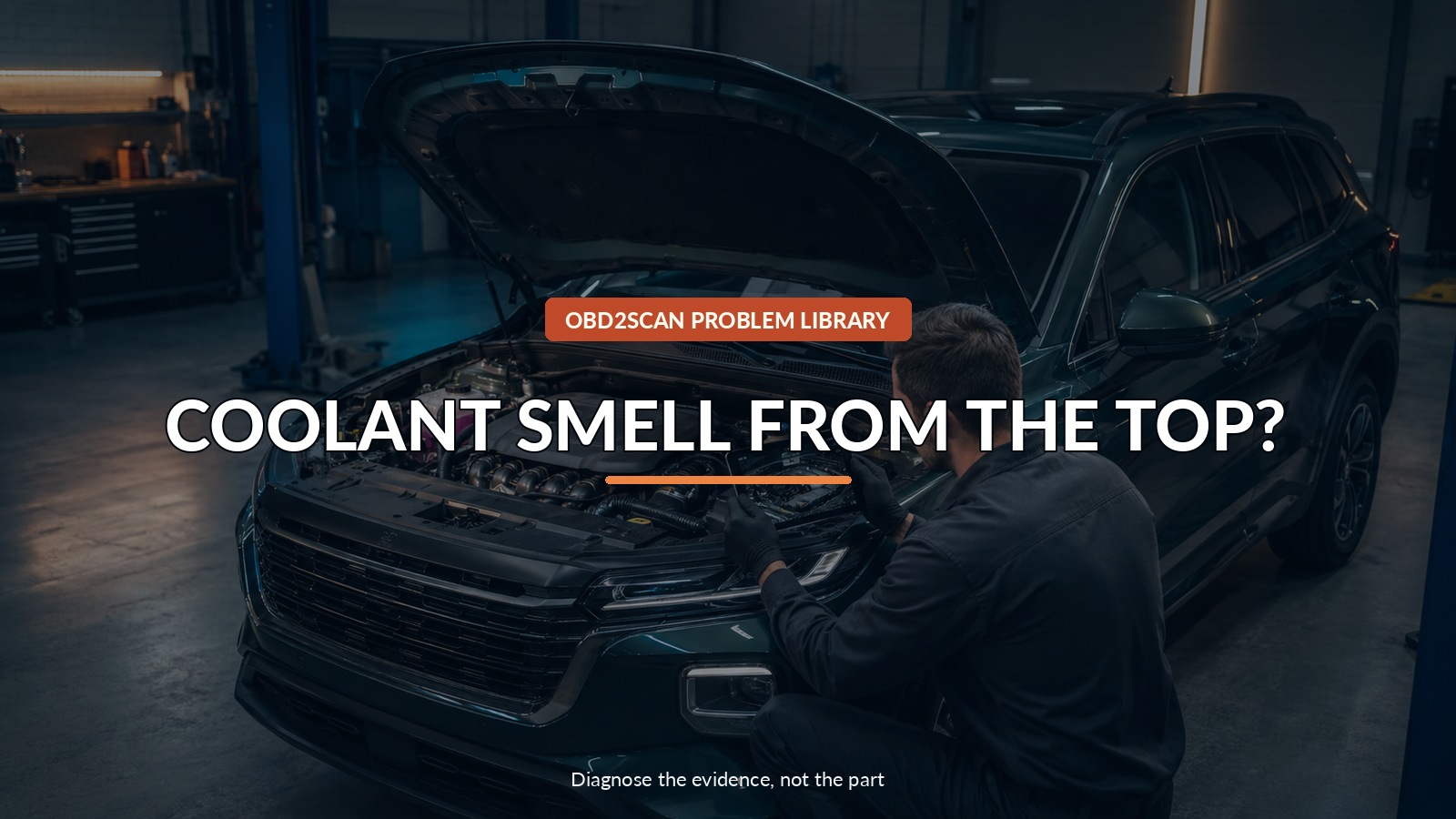 Coolant Smell From The Top? — conceptual diagnostic scene