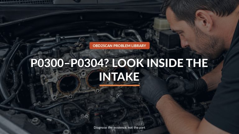 P0300–P0304? Look Inside The Intake — conceptual diagnostic scene