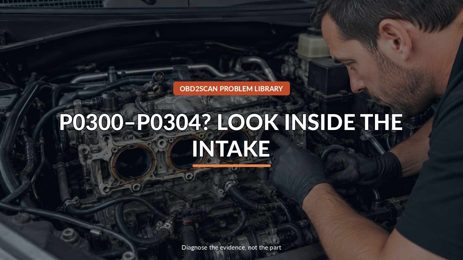 P0300–P0304? Look Inside The Intake — conceptual diagnostic scene