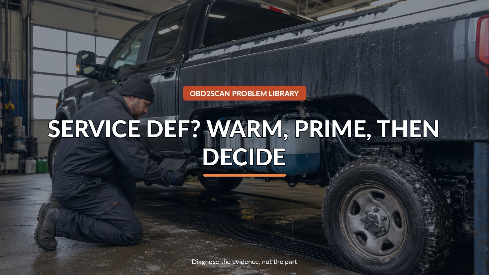 Service Def? Warm, Prime, Then Decide — conceptual diagnostic scene