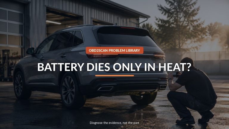 Battery Dies Only In Heat? — conceptual diagnostic scene