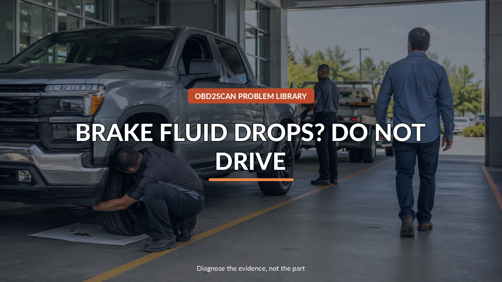Brake Fluid Drops? Do Not Drive — conceptual diagnostic scene