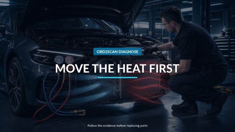 Move The Heat First — conceptual diagnostic scene