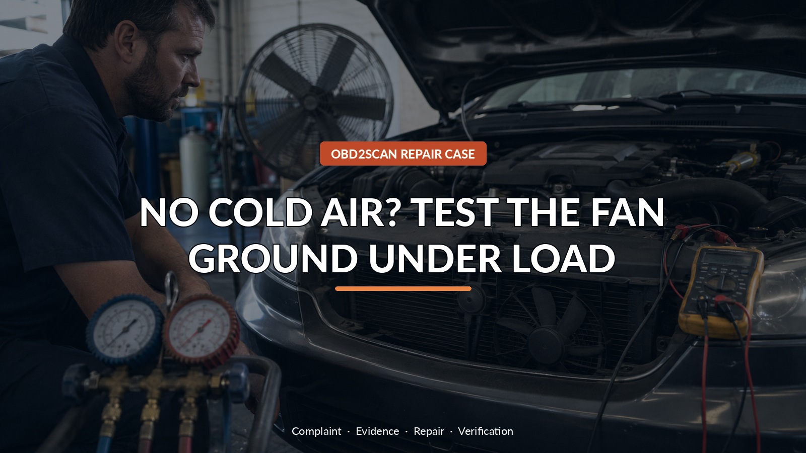 No Cold Air? Test The Fan Ground Under Load — conceptual diagnostic scene