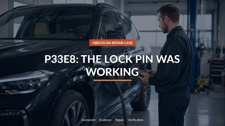 P33E8: The Lock Pin Was Working — conceptual diagnostic scene