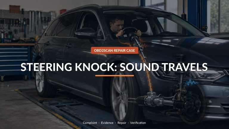 Steering Knock: Sound Travels — conceptual diagnostic scene