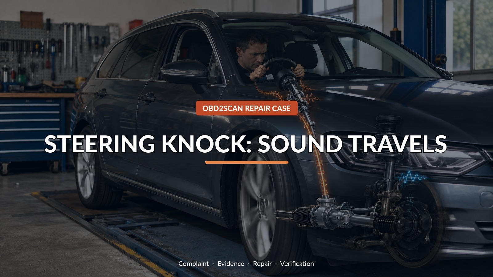 Steering Knock: Sound Travels — conceptual diagnostic scene