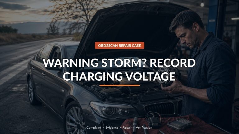 Warning Storm? Record Charging Voltage — conceptual diagnostic scene