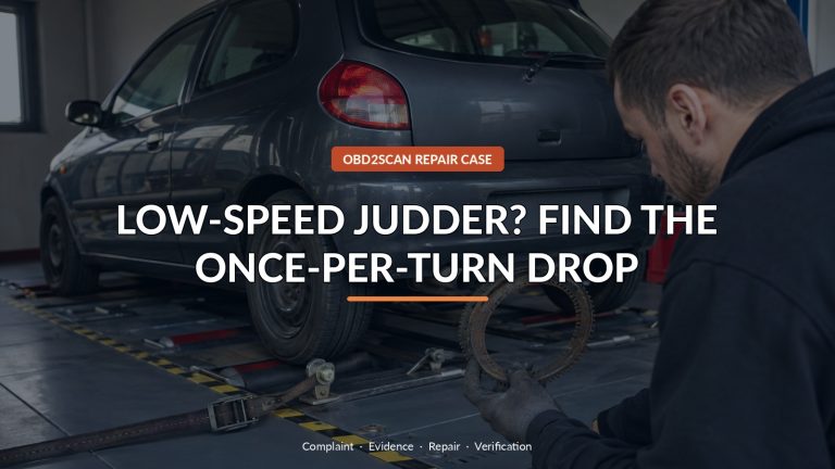 Low-Speed Judder? Find The Once-Per-Turn Drop — conceptual diagnostic scene
